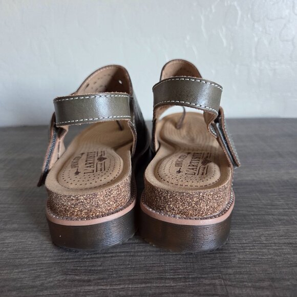 L'Artiste by Spring Step Samya Hand Painted Leather Toe Loop Sandal Grey 9.5-10 - Picture 4 of 11